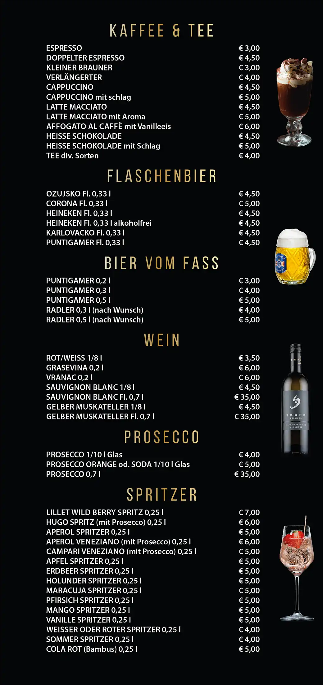 Caffe Club Fantastic Getränkekarte