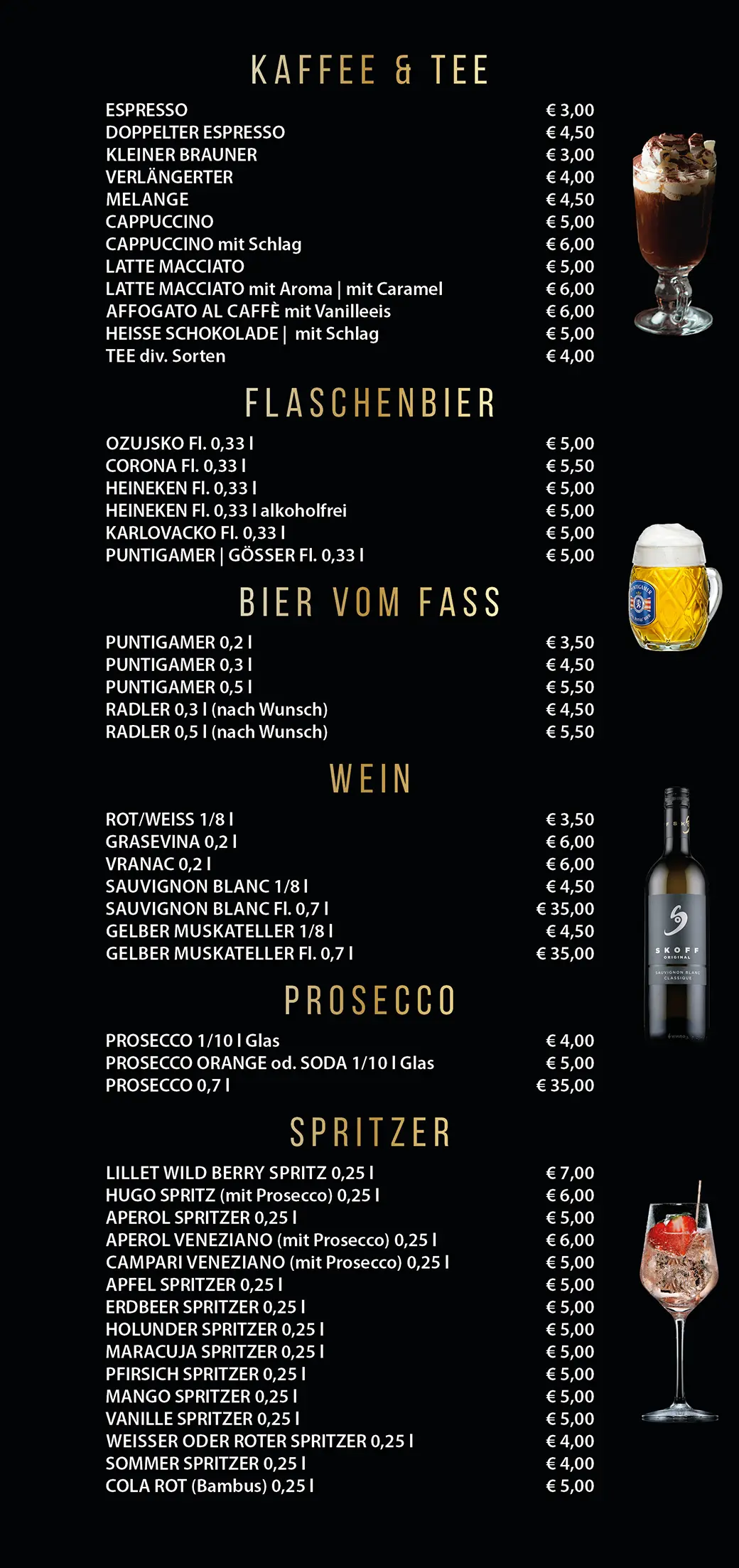 Caffe Club Fantastic Getränkekarte